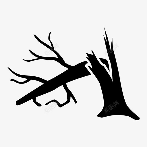 断树损坏死亡图标svg_新图网 https://ixintu.com 折断树枝 损坏 断树 树木 死亡 破碎 闪电