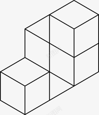 立方体侧面堆栈三维立方体图标图标
