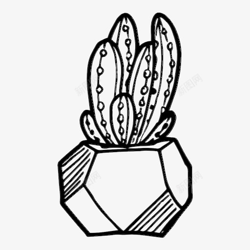 仙人掌图案装饰植物图标svg_新图网 https://ixintu.com 仙人掌图案 植物 花瓶 装饰