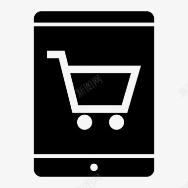 平板电脑购物车商业网上商店图标图标