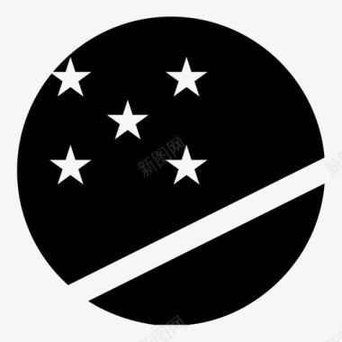 所罗门群岛旗星星世界旗圆形雕文图标图标
