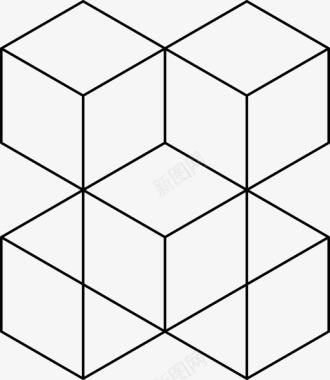 立方体堆叠三维几何图标图标