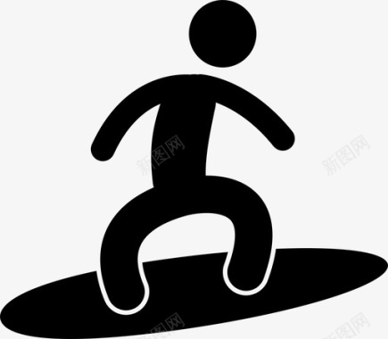 冲浪板男玩图标图标
