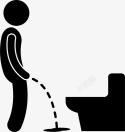 坏习惯男人在地板上小便人厕所图标高清图片