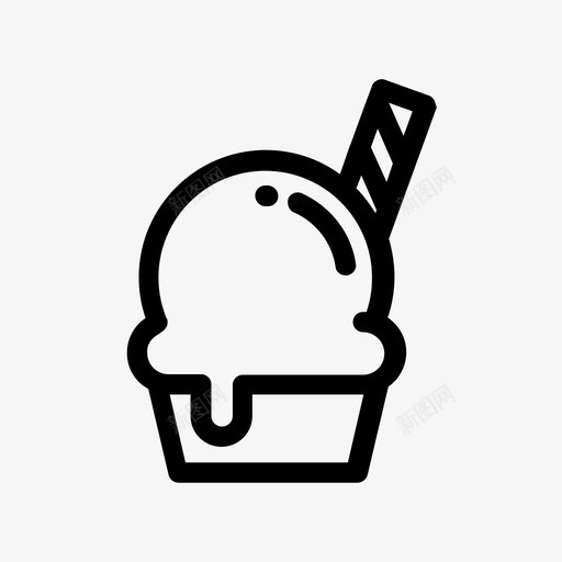 冰淇淋甜点食物图标svg_新图网 https://ixintu.com 冰淇淋 冷冻 威化棒 甜点 食物