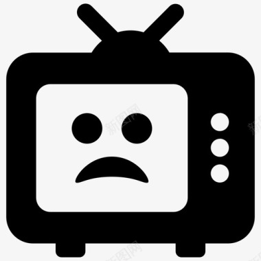悲伤的电视电子机器人图标图标