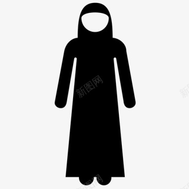 穆斯林妇女罩袍女性图标图标
