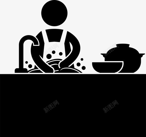 洗碗打扫管家图标svg_新图网 https://ixintu.com 人 厨房 女人的日常事务 打扫 洗碗 盘子 管家