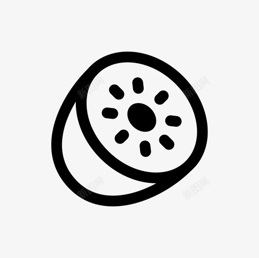 猕猴桃水果健康图标svg_新图网 https://ixintu.com 健康 切片 水果 水果轮廓图标集 猕猴桃