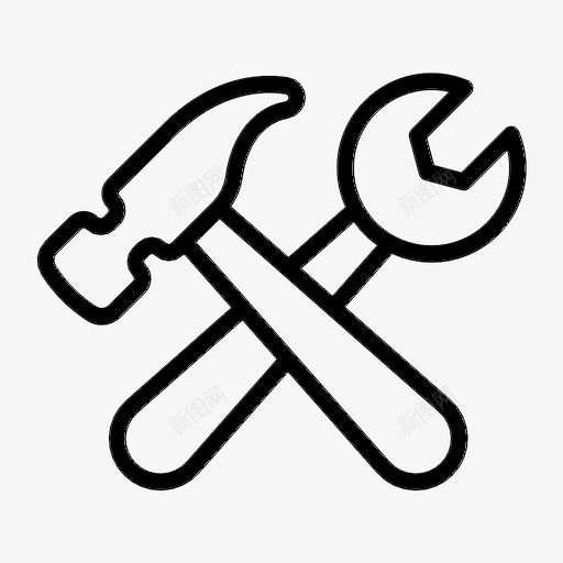 扳手和锤子施工修理图标svg_新图网 https://ixintu.com 修理 工具 扳手和锤子 施工