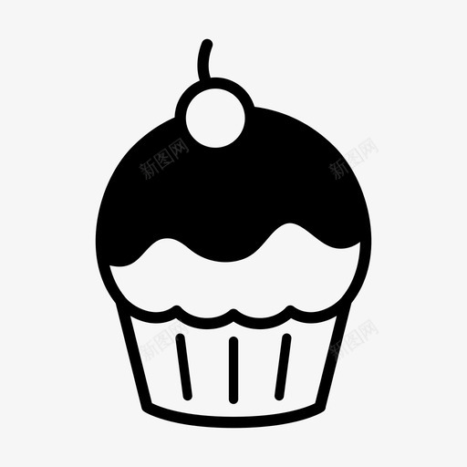 樱桃蛋糕糖霜松饼图标svg_新图网 https://ixintu.com 松饼 樱桃蛋糕 糖霜 纸杯蛋糕