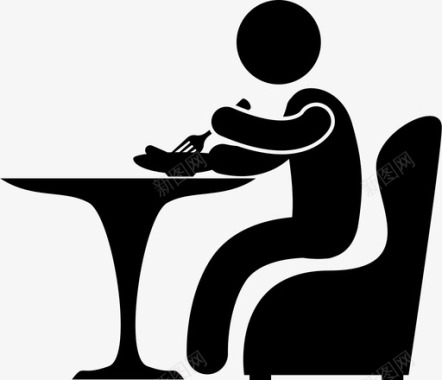男人吃午餐咖啡馆餐厅图标图标