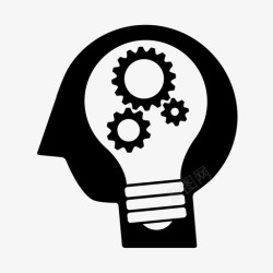 会学人说话的创意灯泡齿轮图标高清图片