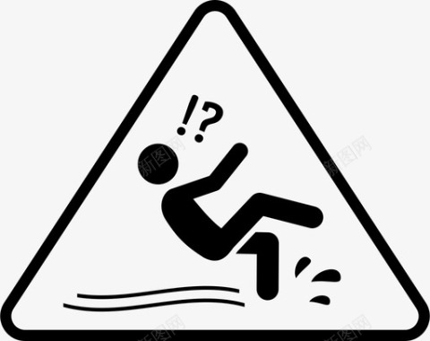 湿地板警告人滑图标图标