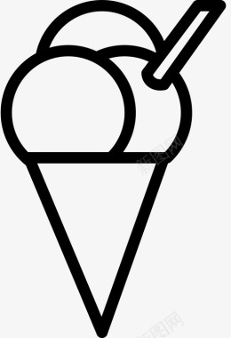 华夫饼冰淇淋筒冰棒轮廓图标图标
