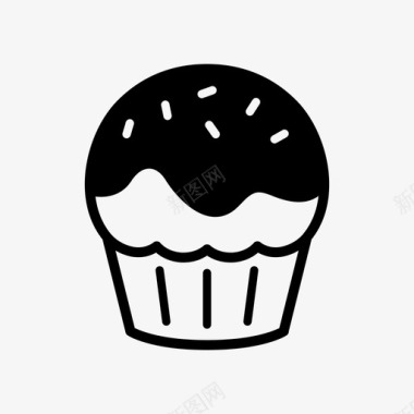 洒纸杯蛋糕面包店糖霜图标图标