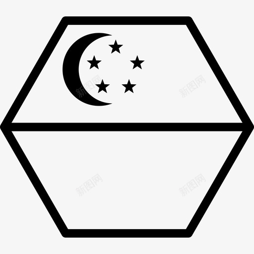 新加坡亚洲国家图标svg_新图网 https://ixintu.com 世界六边形旗帜轮廓 亚洲 国家 国旗 新加坡