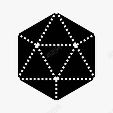 二十面体三维形状几何学图标图标