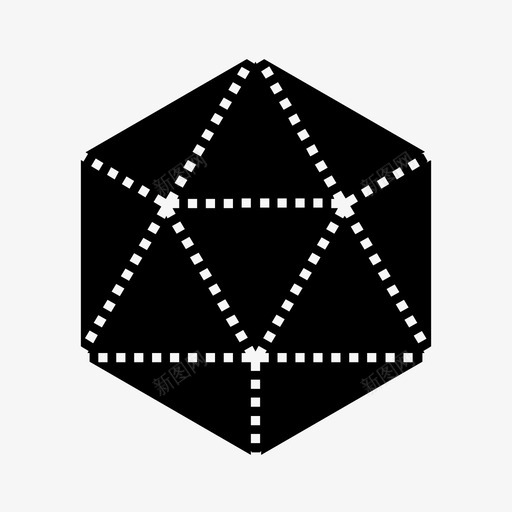 二十面体三维形状几何学图标svg_新图网 https://ixintu.com 三维形状 二十面体 几何学 技术制图 柏拉图体