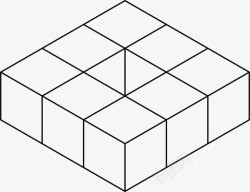 立方体堆栈立方体孔三维几何图标高清图片