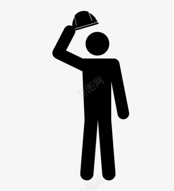 工人戴安全帽施工工人安全帽图标图标