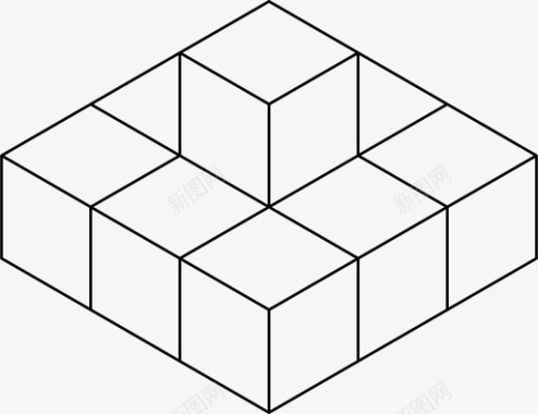 立方体凸起三维几何图标图标