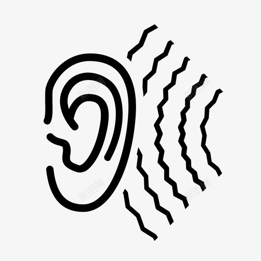 噪音耳朵听图标svg_新图网 https://ixintu.com 听 噪音 声音 大声 耳朵