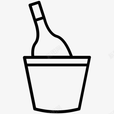瓶冷却桶葡萄酒图标图标