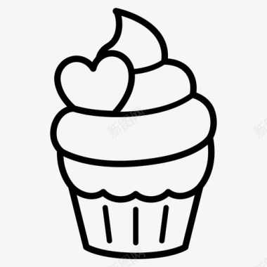 心形蛋糕糖霜爱情图标图标