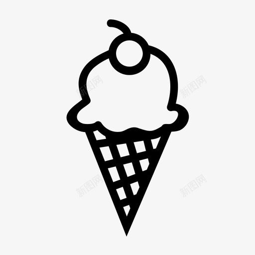 冰淇淋樱桃甜点图标svg_新图网 https://ixintu.com 冰淇淋 夏天 樱桃 甜点 食物