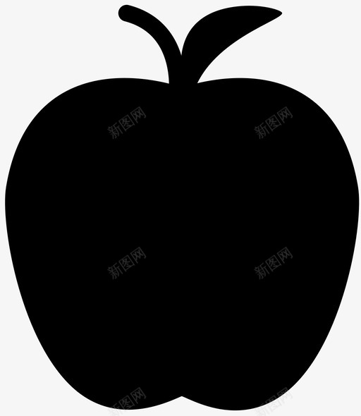 苹果水果健康图标svg_新图网 https://ixintu.com 健康 叶 固体食品图标 水果 苹果 茎
