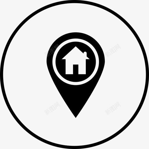 房子找到家图标svg_新图网 https://ixintu.com 位置 大头针 家 导航 建筑圆形实心 房子 找到