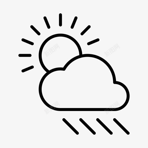 太阳和雨云预报图标svg_新图网 https://ixintu.com 云 天气 太阳和雨 预报