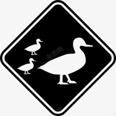 鸭子路标动物十字路口图标图标