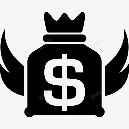 有翅膀有生意有创业标志的钱袋子图标svg_新图网 https://ixintu.com 有创业标志的钱袋子 有生意 有翅膀
