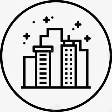 清洁城市建筑生态图标图标