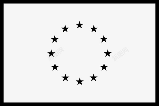 欧盟旗帜世界矩形旗轮廓图标图标