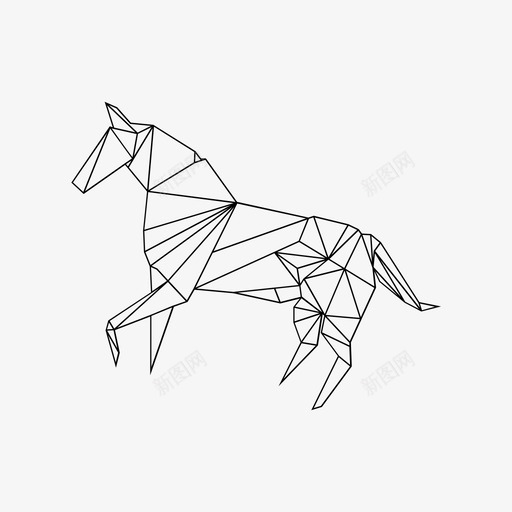 马动物艺术图标svg_新图网 https://ixintu.com 动物 折纸 艺术 霍斯 马