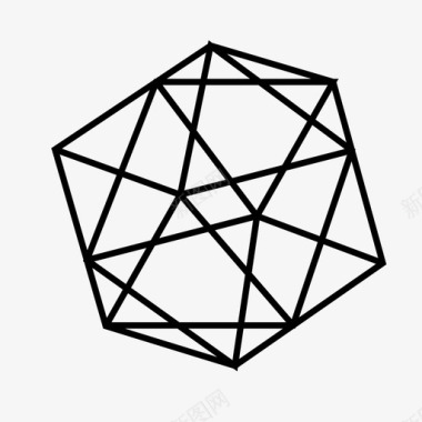 二十面体三维三维形状图标图标