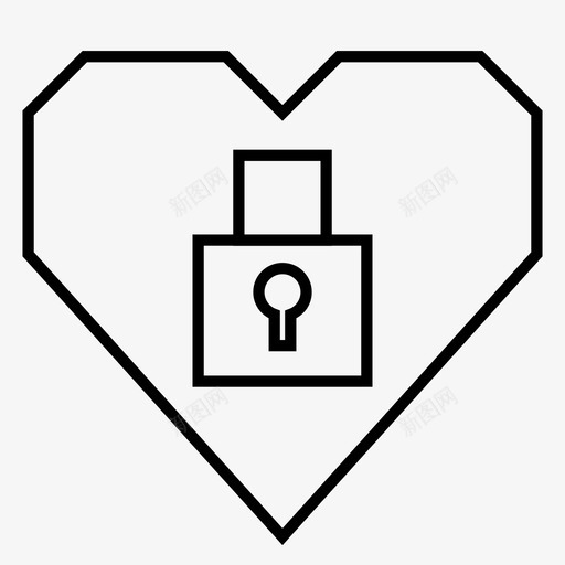 锁心爱安全图标svg_新图网 https://ixintu.com 安全 有一颗心 爱 解锁的心 锁心