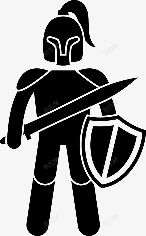 骑士中世纪圣骑士图标svg_新图网 https://ixintu.com 中世纪 中世纪人物 剑 圣殿骑士 圣骑士 盾牌 骑士