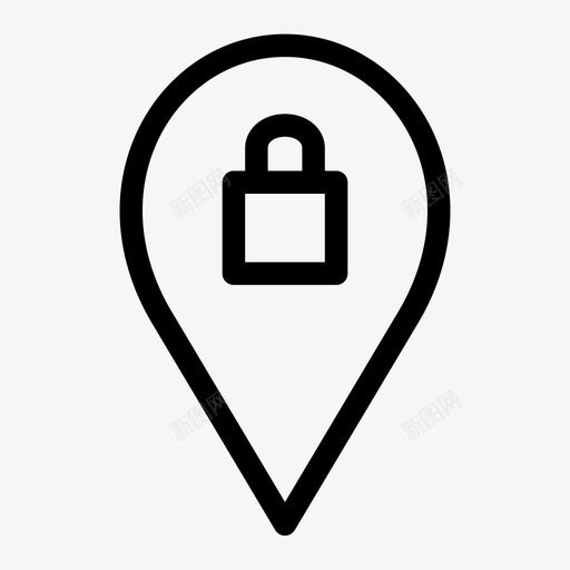 地图锁定位挂锁图标svg_新图网 https://ixintu.com 地图插针中等 地图锁 安全 定位 挂锁