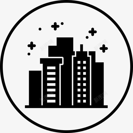 城市建筑清洁图标svg_新图网 https://ixintu.com 城市 建筑 智能 清洁 环境 环境圆实 生态