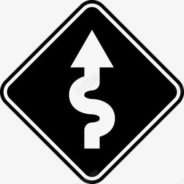 蜿蜒的路标蛇警告图标图标