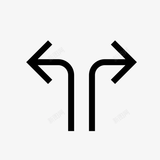 左转和右转箭头交叉口图标svg_新图网 https://ixintu.com 交叉口 右转 导航 小图标设置标志导航 左转 左转和右转 箭头