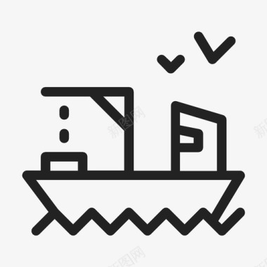 渔船漂流者拖网渔船图标图标
