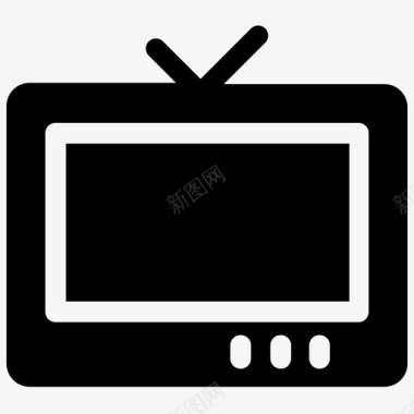 复古电视天线电视多媒体图标图标