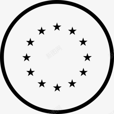 欧盟旗帜世界圆形旗帜轮廓图标图标