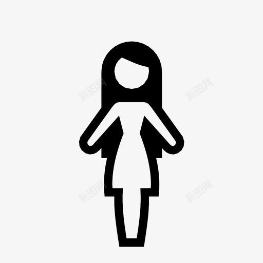 女孩长发连衣裙女人图标svg_新图网 https://ixintu.com 女人 女孩长发 年轻 群体和人行 连衣裙