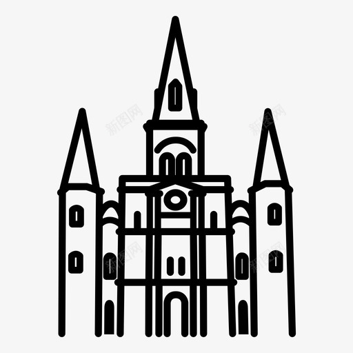 新奥尔良大教堂城市图标svg_新图网 https://ixintu.com 圣路易斯 地标 城市 大教堂 新奥尔良